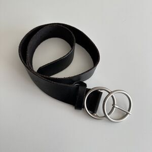 Urban Outfitters Black 100% Cow Leather Belt Double Buckle Women's Size S